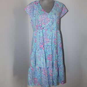 NWT Lilly Pulitzer Short Sleeve Kawai Flutter Blue Ibiza Now You Sea Me Dress